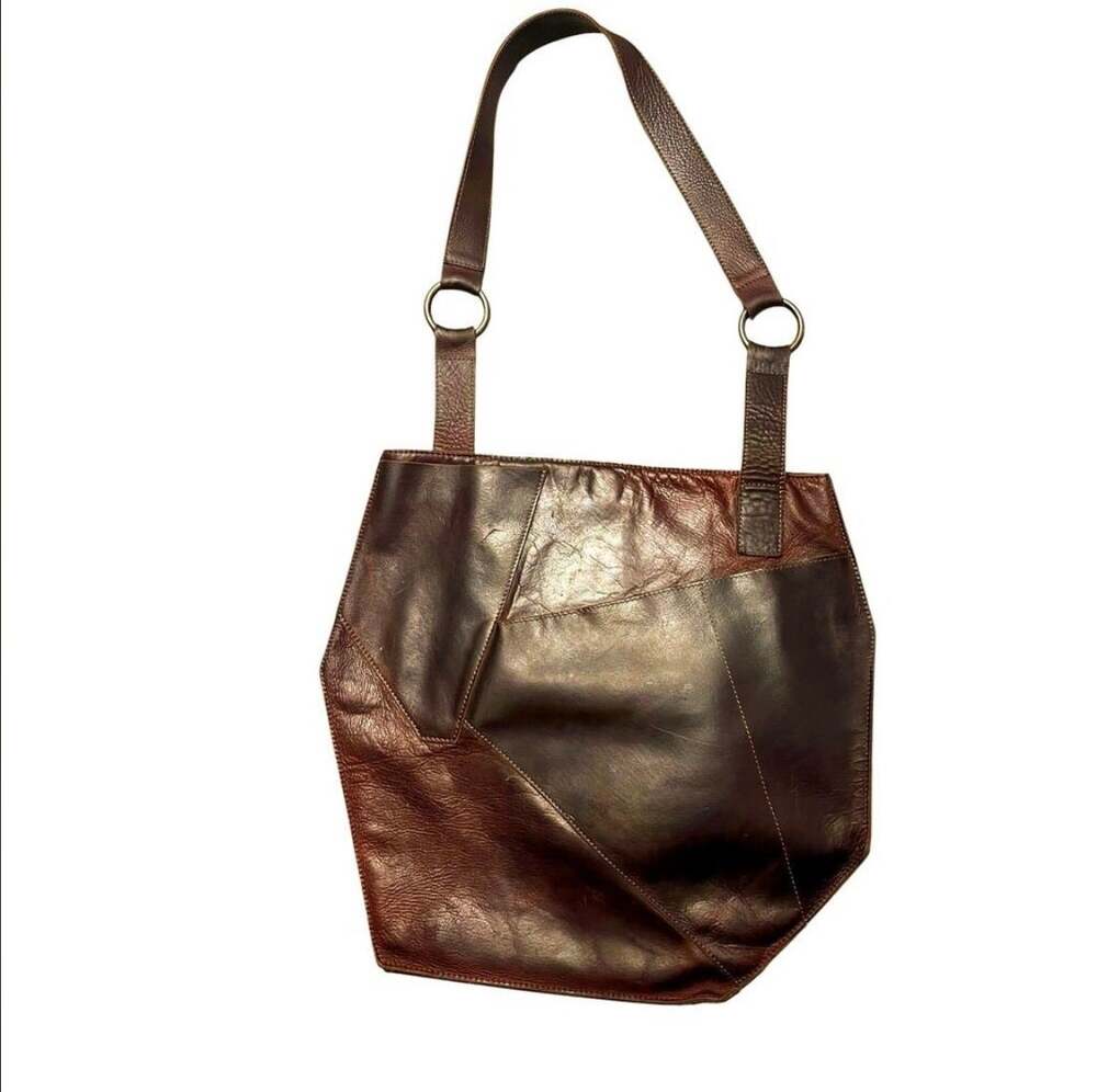 Kiko Brown Leather Patchwork Shoulder Tote Bag Large Slouchy Boho Hobo Purse